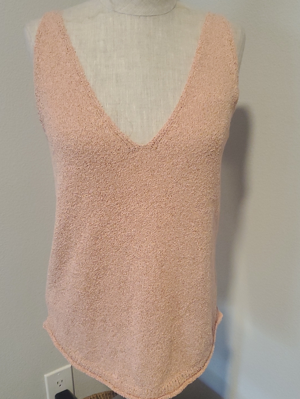 Pink Lily Soft Knit V-Neck Sleeveless Tank Top - Blush Pink